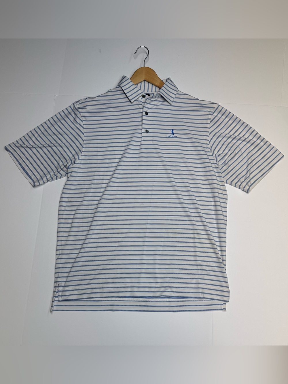 Fj footjoy Golf Polo Shirt Totterige Golf Club Men’s Size L Striped Blue
